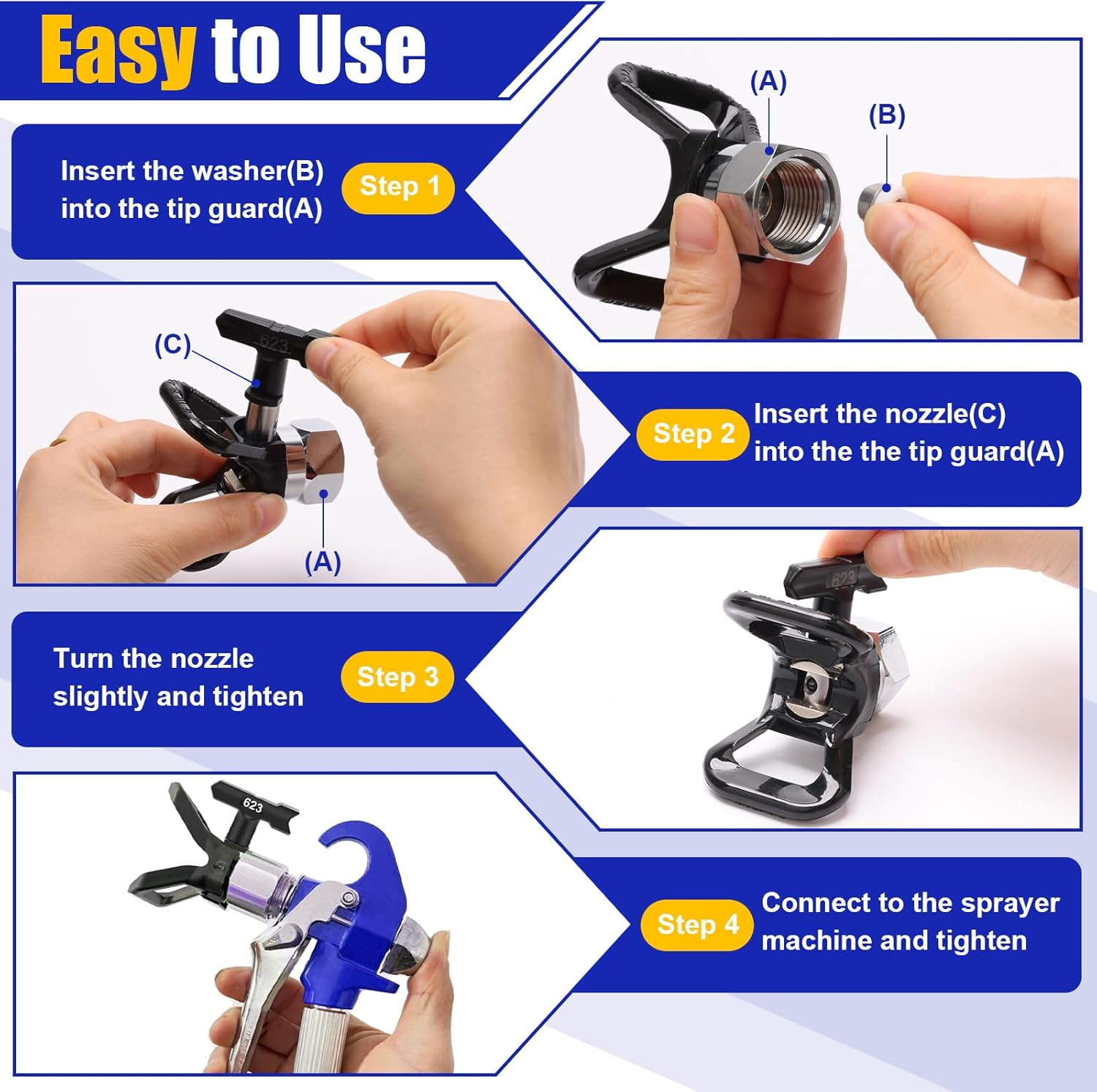 High-Pressure Spray Tips – Multiple Sizes
