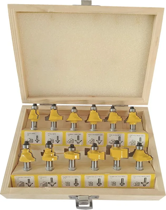 Router Bit Set 12-Piece High Precision (8 mm Shank)