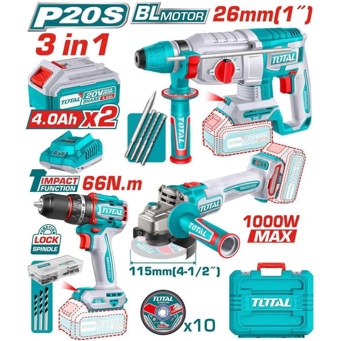 TOSLI241198 20V Cordless 3 Pcs Combo Kit