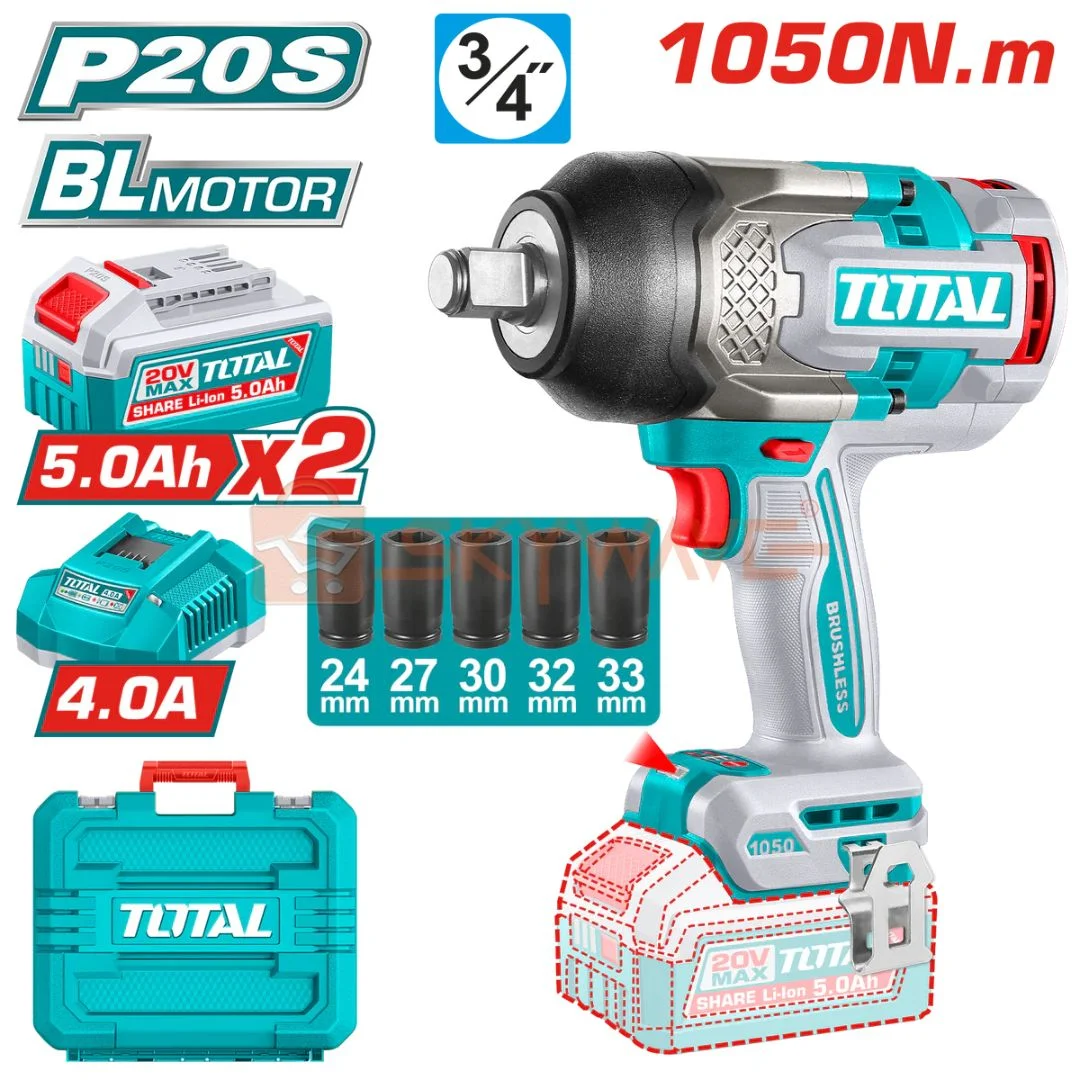 TOTAL TIWLI20105 Cordless Impact Wrench (20V, 3/4")