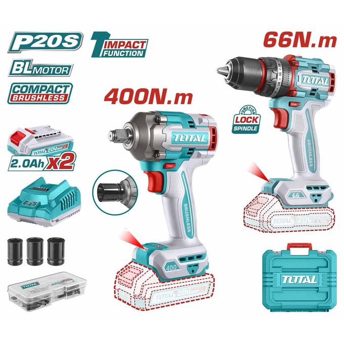 TOTAL TCKLI20275 Cordless 2 Pcs Combo Kit (20V)