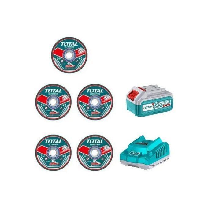 TOTAL TAGLI261521 Cordless Angle Grinder (20V, Brushless, 115mm)