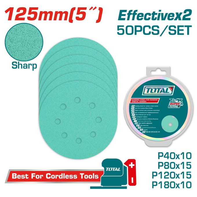 TOTAL TAC125050 125mm Sanding Sheet Set (50pcs)