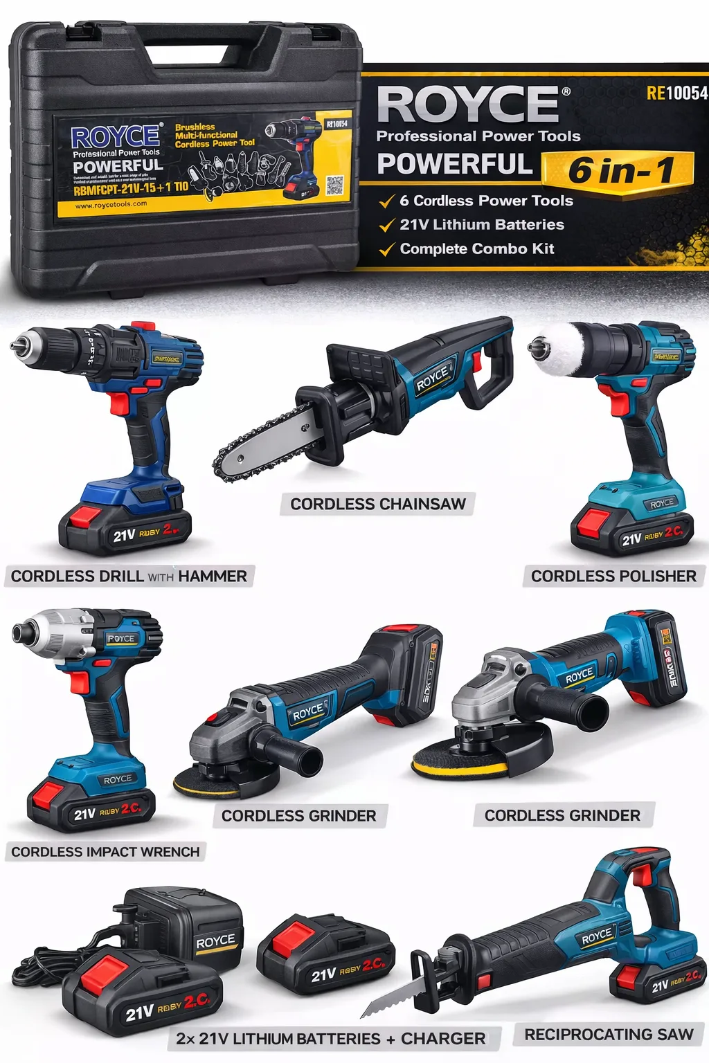 Royce Multipurpose Cordless Combo Kit 21V