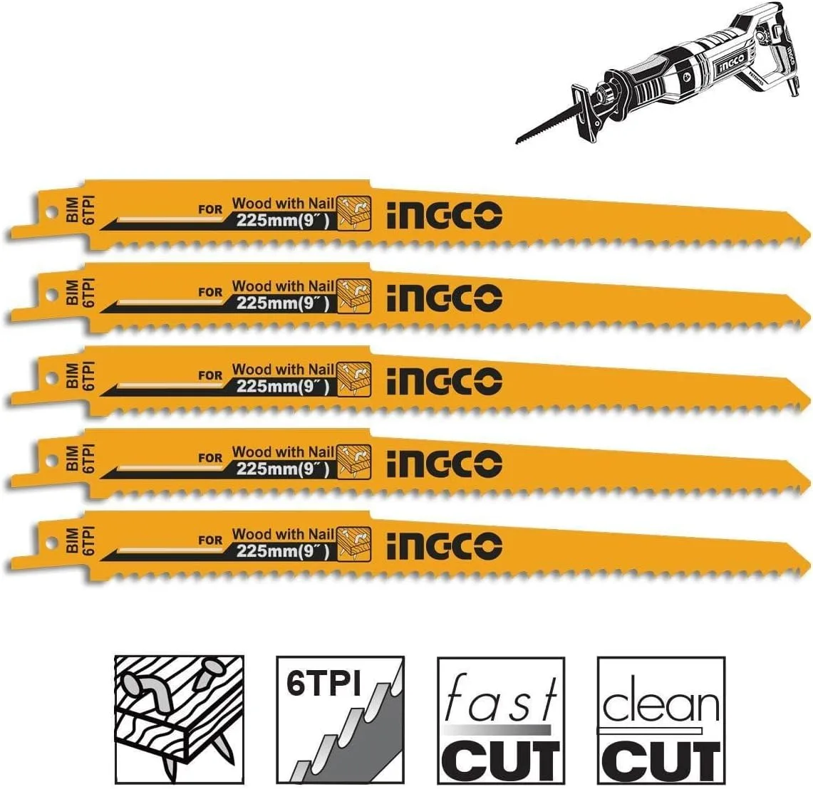 INGCO Reciprocating Saw Blades 225 mm